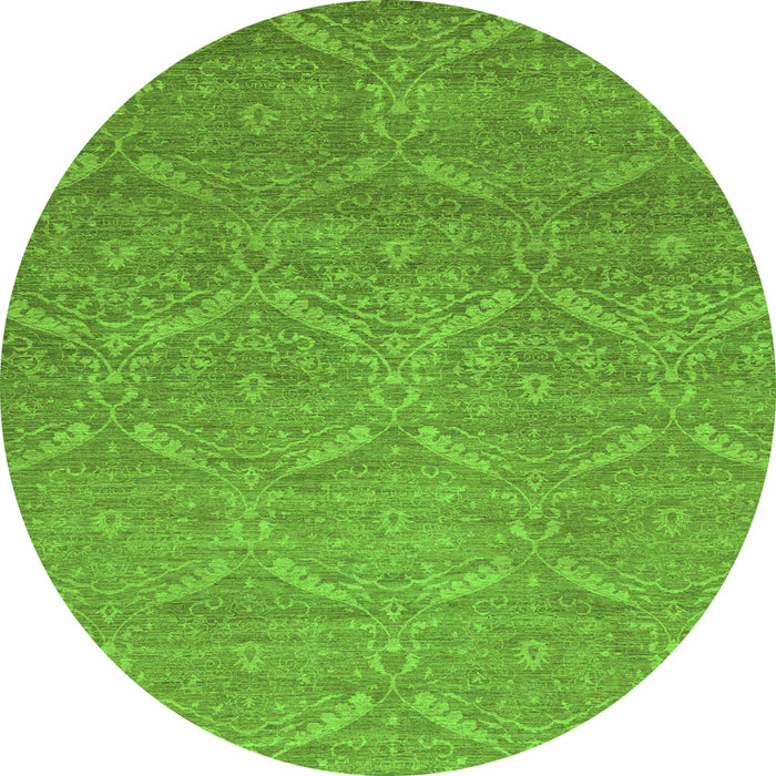 Round Abstract Green Modern Rug, abs51grn