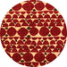 Round Machine Washable Abstract Orange Modern Area Rugs, wshabs5200org