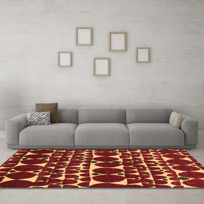 Machine Washable Abstract Brown Modern Rug in a Living Room,, wshabs5200brn