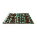 Sideview of Machine Washable Abstract Turquoise Modern Area Rugs, wshabs5200turq