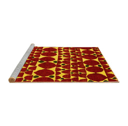 Sideview of Machine Washable Abstract Yellow Modern Rug, wshabs5200yw