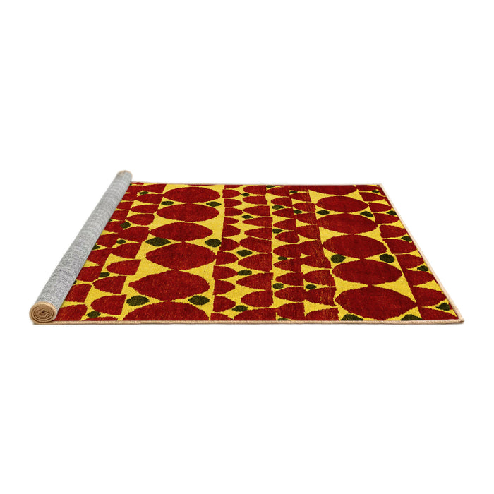 Sideview of Machine Washable Abstract Yellow Modern Rug, wshabs5200yw