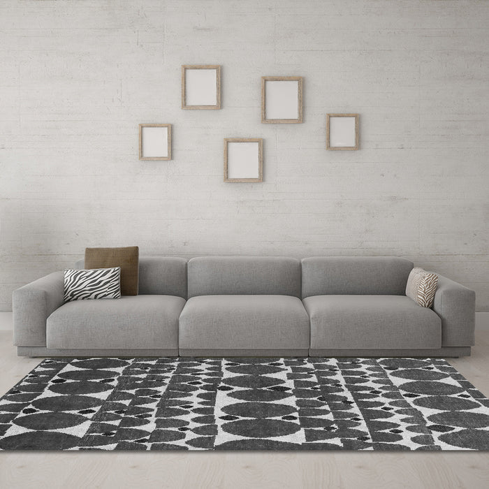 Machine Washable Abstract Gray Modern Rug in a Living Room,, wshabs5200gry