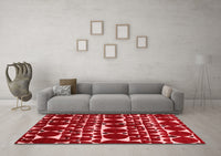 Machine Washable Abstract Red Modern Rug, wshabs5200red