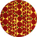 Round Abstract Yellow Modern Rug, abs5200yw