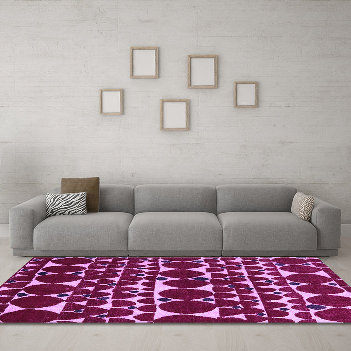Machine Washable Abstract Purple Modern Area Rugs in a Living Room, wshabs5200pur