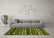 Machine Washable Abstract Green Modern Area Rugs in a Living Room,, wshabs5200grn