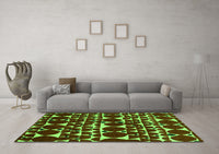 Machine Washable Abstract Green Modern Rug, wshabs5200grn