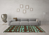 Machine Washable Abstract Turquoise Modern Rug, wshabs5200turq