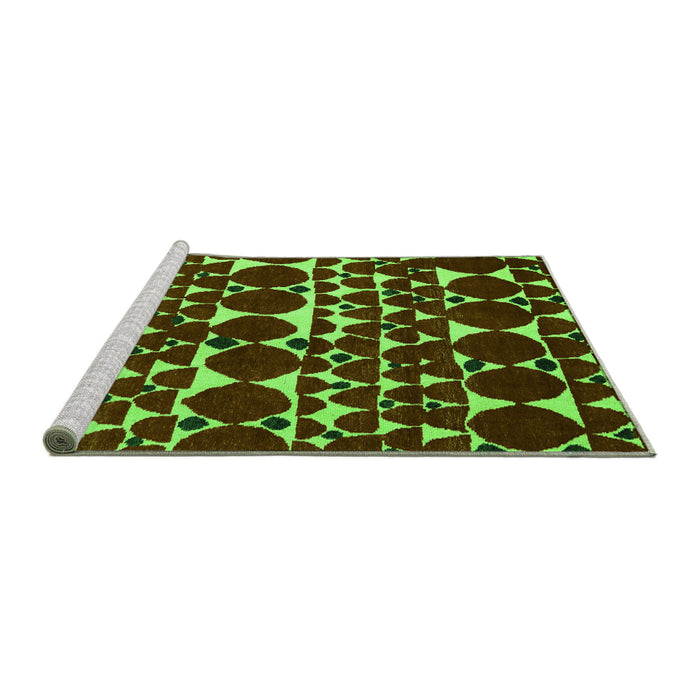 Sideview of Machine Washable Abstract Green Modern Area Rugs, wshabs5200grn