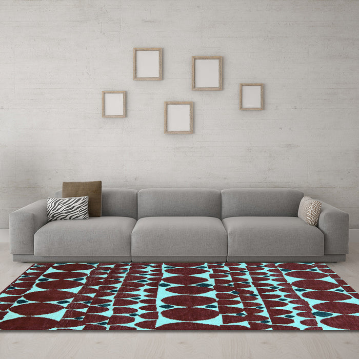 Machine Washable Abstract Light Blue Modern Rug in a Living Room, wshabs5200lblu
