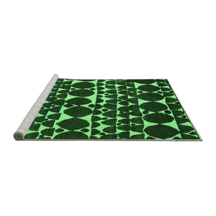 Sideview of Machine Washable Abstract Emerald Green Modern Area Rugs, wshabs5200emgrn