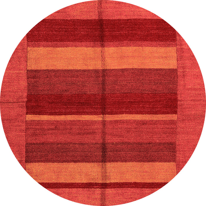 Round Machine Washable Abstract Orange Modern Area Rugs, wshabs5201org