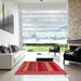 Square Machine Washable Abstract Fire Red Rug in a Living Room, wshabs5201