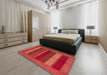 Machine Washable Abstract Fire Red Rug in a Bedroom, wshabs5201