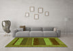 Machine Washable Abstract Green Modern Area Rugs in a Living Room,, wshabs5201grn