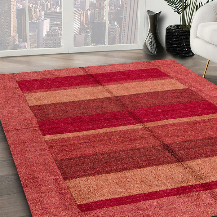 Abstract Red Modern Rug in Family Room, abs5201