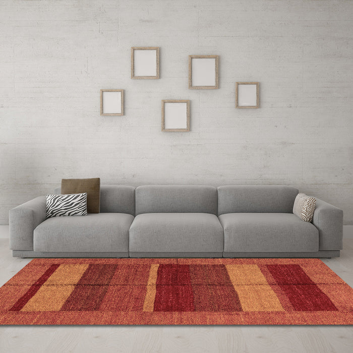 Machine Washable Abstract Brown Modern Rug in a Living Room,, wshabs5201brn