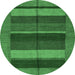 Round Abstract Emerald Green Modern Rug, abs5201emgrn