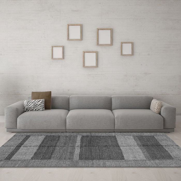 Machine Washable Abstract Gray Modern Rug in a Living Room,, wshabs5201gry