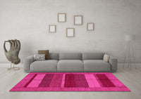 Machine Washable Abstract Pink Modern Rug, wshabs5201pnk