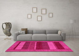 Machine Washable Abstract Pink Modern Rug in a Living Room, wshabs5201pnk