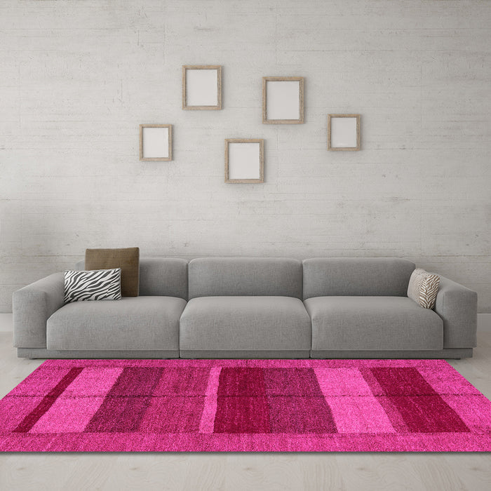 Machine Washable Abstract Pink Modern Rug in a Living Room, wshabs5201pnk
