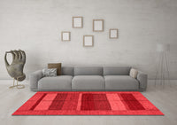 Machine Washable Abstract Red Modern Rug, wshabs5201red