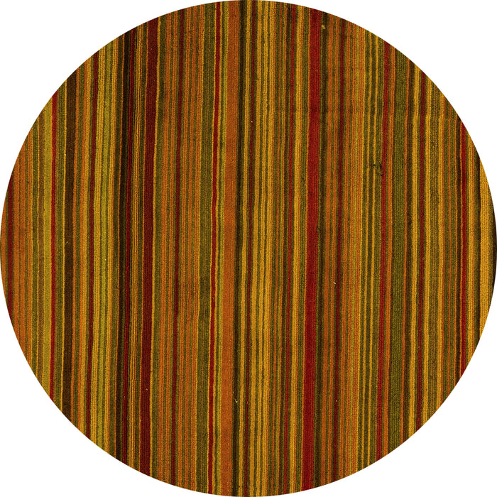 Round Machine Washable Abstract Yellow Modern Rug, wshabs5202yw