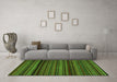 Machine Washable Abstract Green Modern Area Rugs in a Living Room,, wshabs5202grn