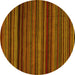 Round Abstract Yellow Modern Rug, abs5202yw