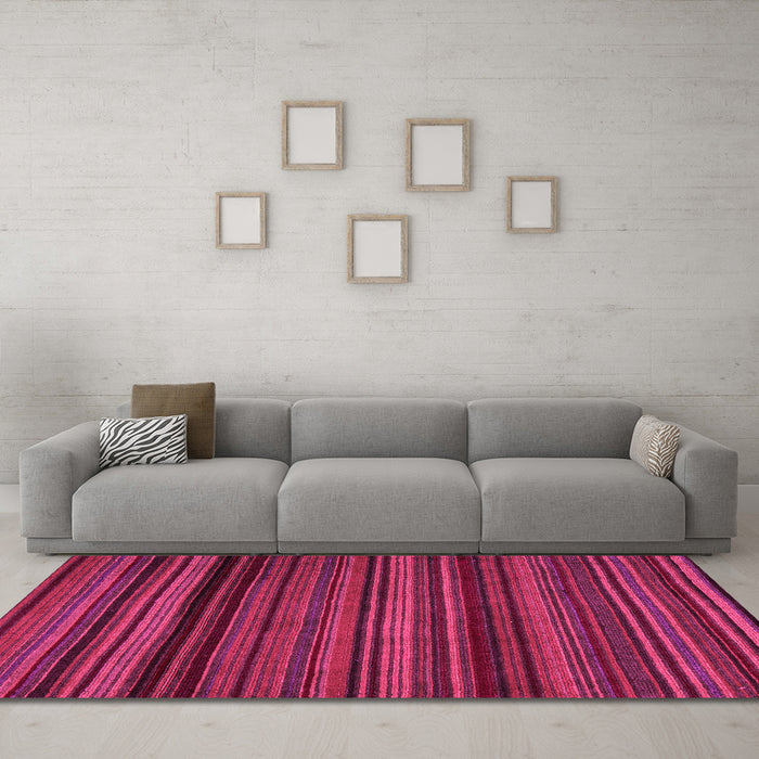 Machine Washable Abstract Pink Modern Rug in a Living Room, wshabs5202pnk