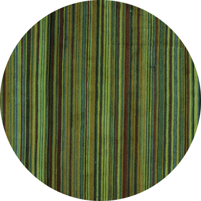 Round Machine Washable Abstract Turquoise Modern Area Rugs, wshabs5202turq