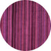 Round Machine Washable Abstract Purple Modern Area Rugs, wshabs5202pur