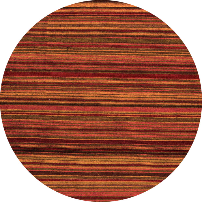Round Machine Washable Abstract Orange Modern Area Rugs, wshabs5202org