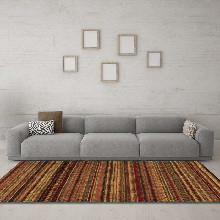 Machine Washable Abstract Brown Modern Rug in a Living Room,, wshabs5202brn