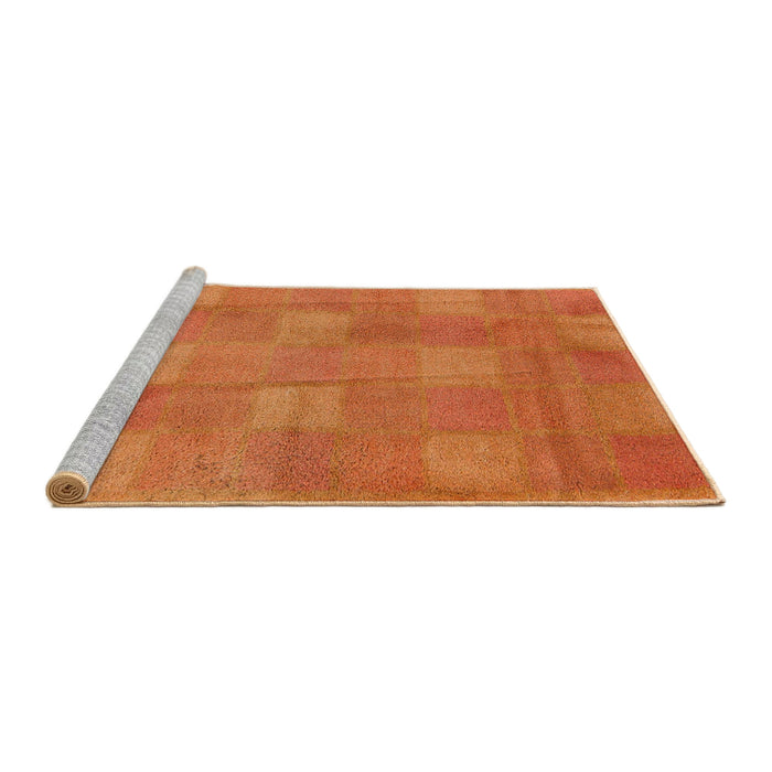 Sideview of Machine Washable Abstract Orange Red Rug, wshabs5203