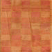 Square Machine Washable Abstract Orange Red Rug, wshabs5203