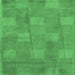 Square Machine Washable Checkered Emerald Green Modern Area Rugs, wshabs5203emgrn