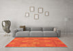 Machine Washable Checkered Orange Modern Area Rugs in a Living Room, wshabs5203org