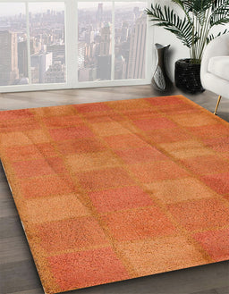 Abstract Orange Red Checkered Rug in Family Room, abs5203