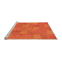 Sideview of Machine Washable Checkered Orange Modern Area Rugs, wshabs5203org