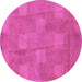 Round Checkered Purple Modern Rug, abs5203pur