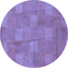 Round Checkered Blue Modern Rug, abs5203blu