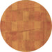 Round Machine Washable Checkered Brown Modern Rug, wshabs5203brn