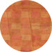 Round Machine Washable Abstract Orange Red Rug, wshabs5203