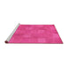 Sideview of Machine Washable Checkered Pink Modern Rug, wshabs5203pnk