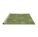 Sideview of Machine Washable Checkered Turquoise Modern Area Rugs, wshabs5203turq