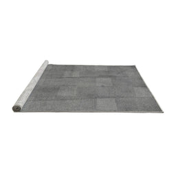 Sideview of Machine Washable Checkered Gray Modern Rug, wshabs5203gry