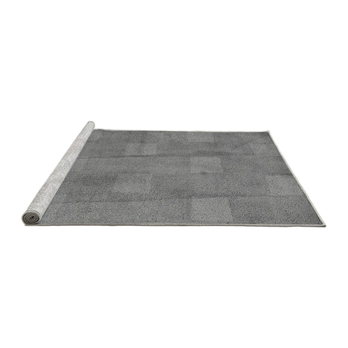 Sideview of Machine Washable Checkered Gray Modern Rug, wshabs5203gry